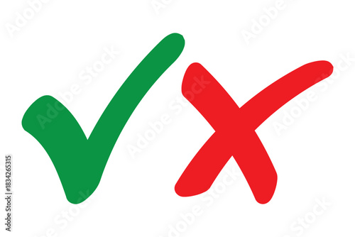 Checkmark cross symbols. Checkbox false wrong icons set. Vote checkmark, cross icons, symbols set. Vector icons