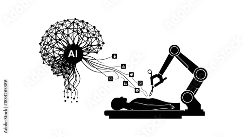 Artificial intelligence performing robotic surgery on a patient