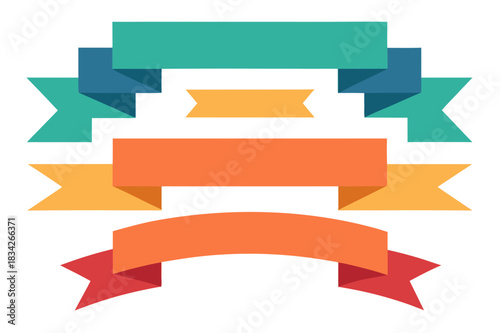Colorful ribbon banners set for graphic design and web design projects