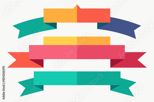 Colorful flat design ribbon banners for graphic design projects
