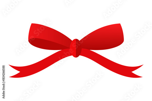 Elegant red ribbon bow decoration for gift wrapping and celebrations
