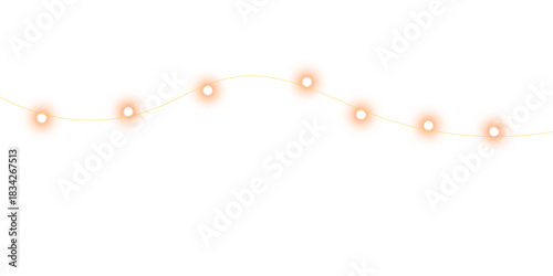 A decorative string of warm, glowing orange fairy lights isolated on a white background.