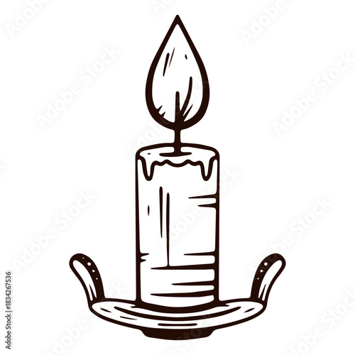 Old candle hand drawn