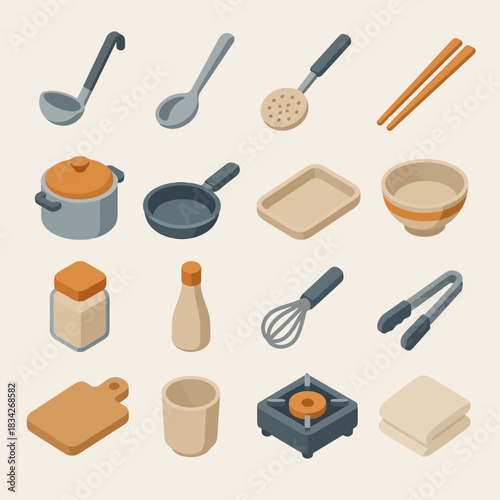 Collection of various kitchen utensils for cooking and baking