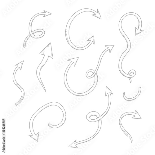 Hand drawn arrow collection directional cues and artistic navigation elements