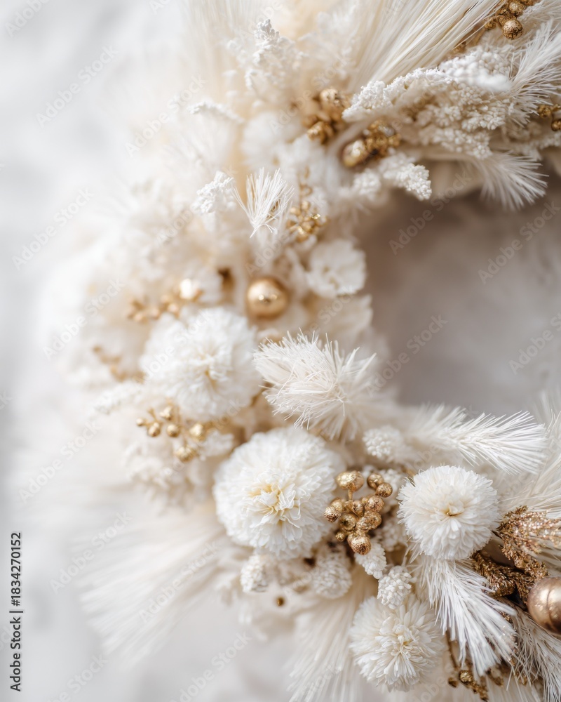Naklejka premium Christmas Wreath with Soft Bokeh Lights