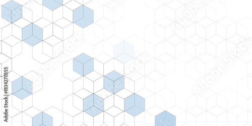 Fototapeta Naklejka Na Ścianę i Meble -  abstract geometric blue texture background. blue hexagon 3D background texture. 3d rendering illustration. Clear pattern abstract background hexagon .Futuristic abstract banner.