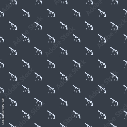 Man Looking Through Telescope seamless pattern isolated on color background