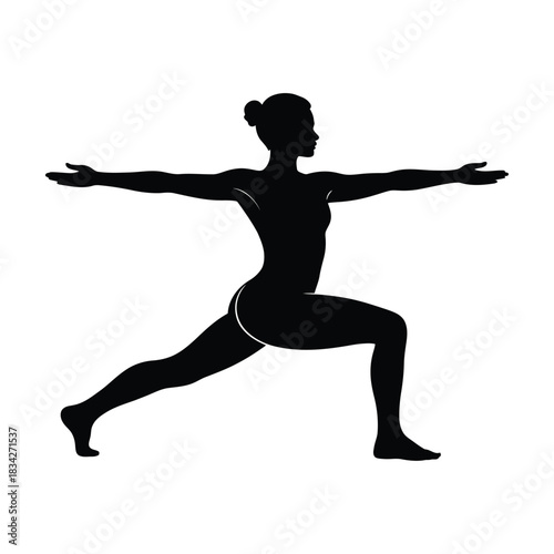 A silhouette of a person doing yoga, centered pose, transparent background.