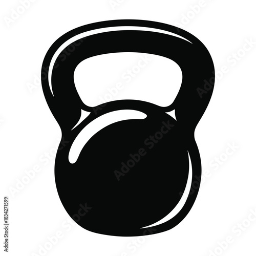 A kettlebell with subtle shine, simple clipart, transparent background.