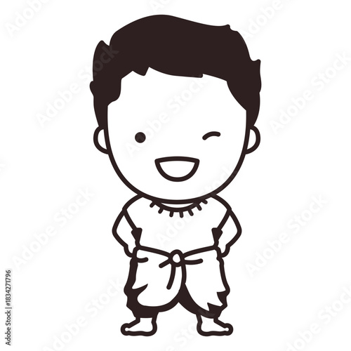 Cute thai man character stroke