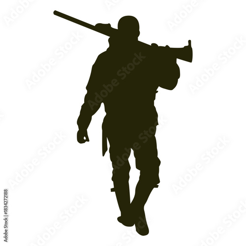 Hunter shotgun front facing walking