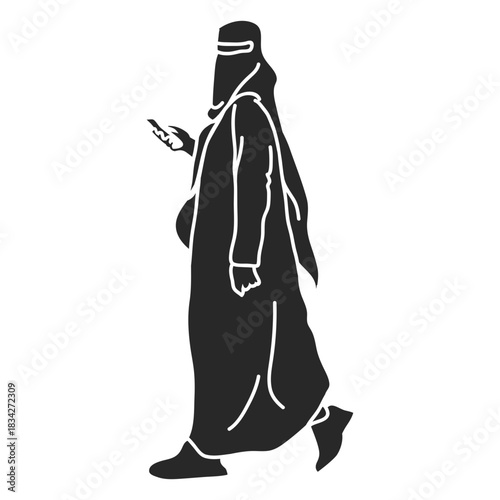 Islamic women walking silhouette