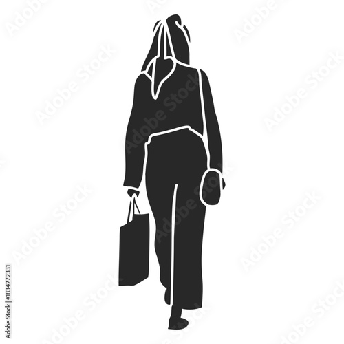 Islamic women walking away handbag