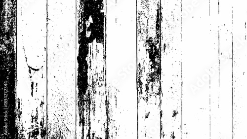 Distressed weathered wooden planks grunge texture black and white overlay Vector, illustration