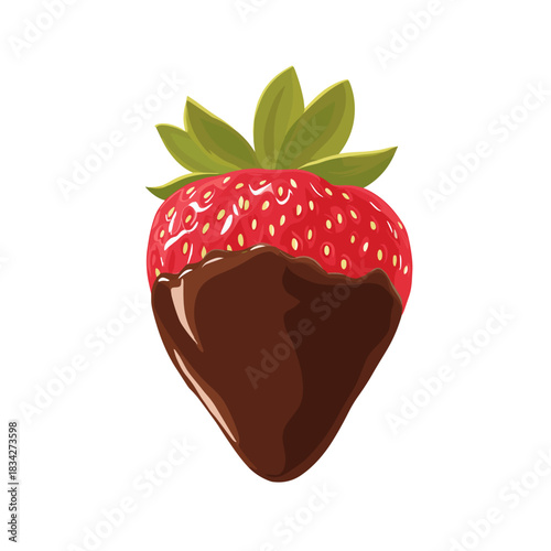 Vector illustration of a strawberry dipped in chocolate