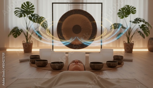 A tranquil scene depicts th...