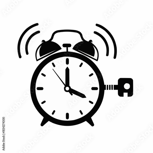 Alarm Clock Ringing - A Timely Reminder in Black and White.