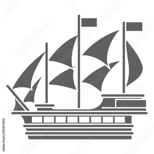 Caravel ship black