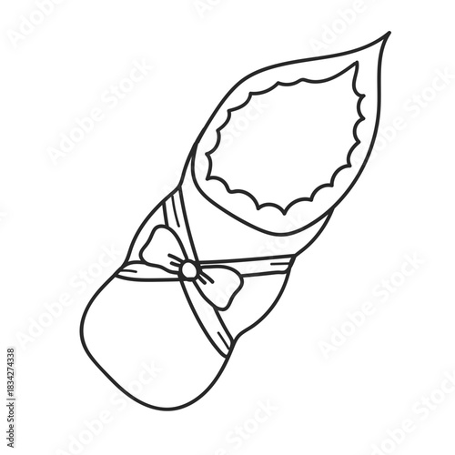 Baby swaddle icon for newborn baby and celebration birth. Cute child care and new parent concept. Vector illustration simple line art style on white background