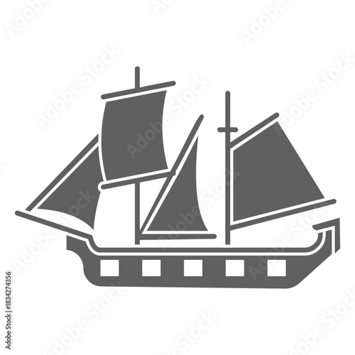 Historic caravel ship black