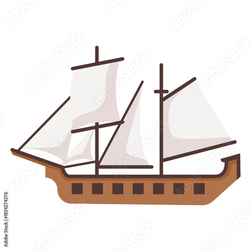 Historic caravel ship illustration