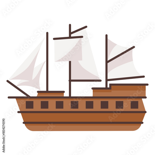Large historic caravel illustration