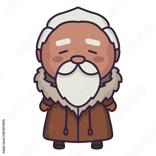 Alaska cute character old man flat