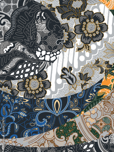 abstract pattern background design with classic batik motif