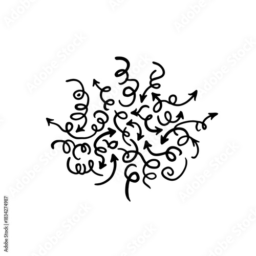 Hand drawn arrows in various directions and styles on a white background