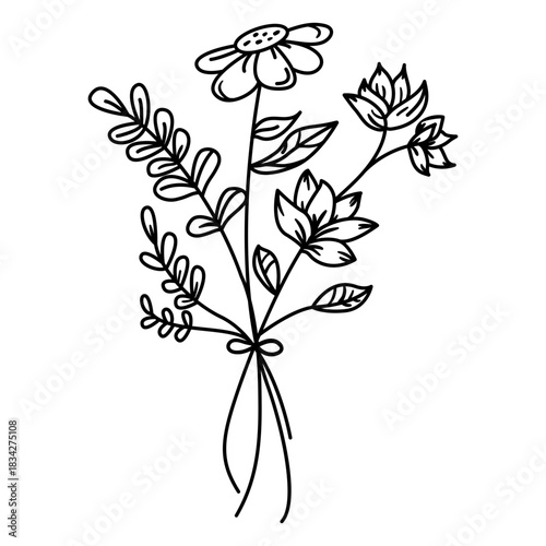 Flowers pollen thick bunch drawing stroke