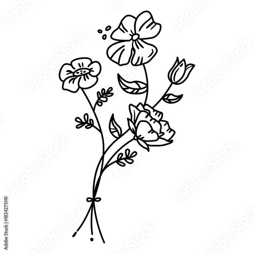 Flowers thick bunch pollen drawing stroke