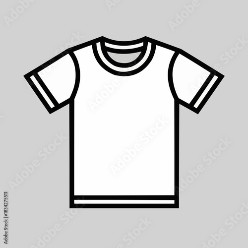 Simple White T-Shirt Outline Illustration for Apparel Design.