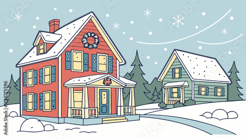 winter landscape with houses