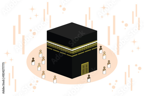 Makka icon illustration vector with pinky design Perfect for Islamic content, Hajj and Umrah promotions, travel branding, religious publications, and modern graphic projects.