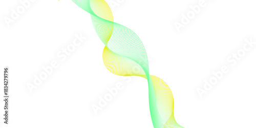 Abstract green smoke wave design with smooth flowing light curve pattern