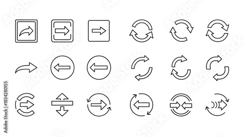 A collection of various arrow icons and symbols are displayed on a white background.