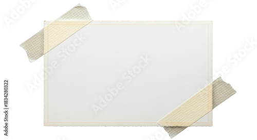 Blank notecard with masking tape isolated PNG with Transparent Background
