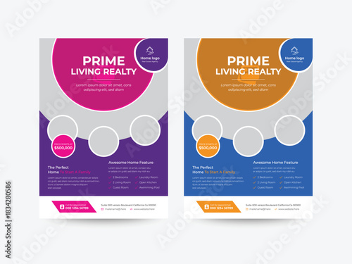 Real Estate House Property sale Flyer Design, Modern home sale poster with abstract geometric shape