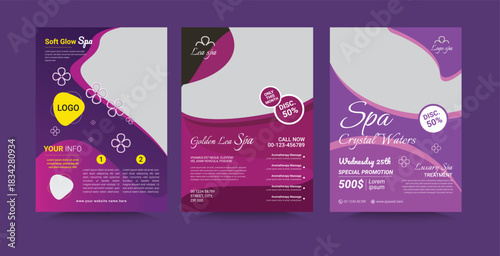 Minimalistic spa and healthcare design flyer. Spa and Beauty Care Flyer, relaxing premium style layout design