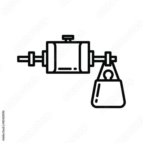 Mechanical System with Hanging Weight Outline Icon