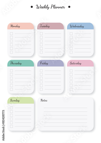 Vector design for a weekly planner
