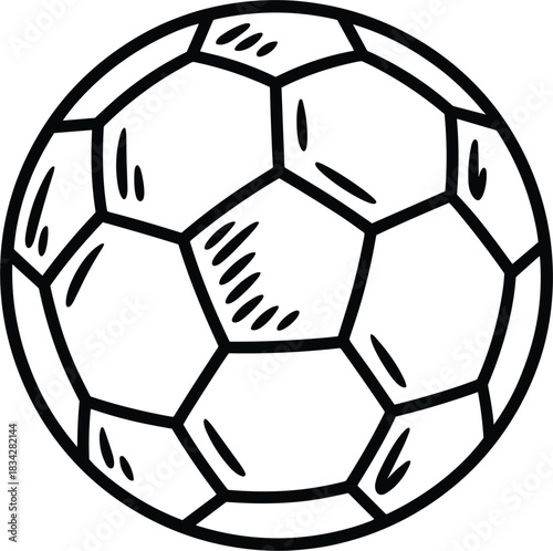 Sketchy Hand-Drawn Soccer Ball Outline Vector: Rough Doodle Style Line Art of a Football, Great for Sports, Simple Mascot Logos, or Sketchbook-Themed Graphics.