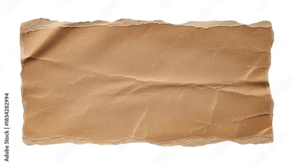 Obraz premium Torn Brown Paper Texture Background with Ripped Edges and Crumpled Surface