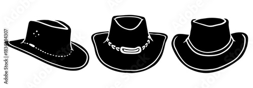 Cowboy Hat Silhouette Set. Western Style Hat Vector Collection