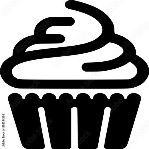 Simple Cupcake Icon: A delectable cupcake with a generous swirl of frosting sits proudly, its delightful appearance ready to bring joy to any occasion.