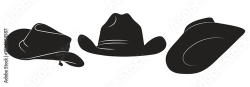 Cowboy Hat Silhouette Set. Western Style Hat Vector Collection