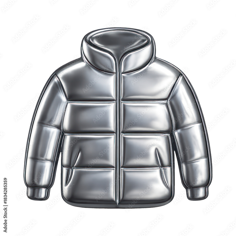 Fototapeta premium PNG Metallic puffer jacket illustration.