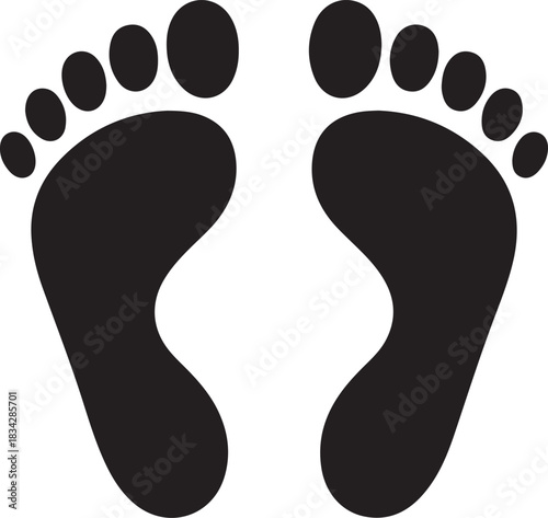 Black footprints isolated on white background simple graphic design element