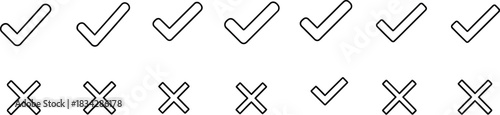 Hand drawn check marks and x marks representing correct and incorrect choices